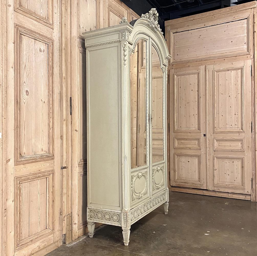 19th Century French Louis XVI Painted Armoire In Good Condition In Dallas, TX