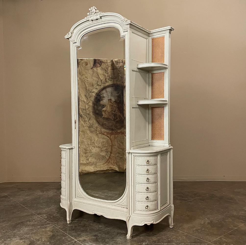Late 19th Century 19th Century French Louis XVI Painted Armoire ~ Wardrobe For Sale