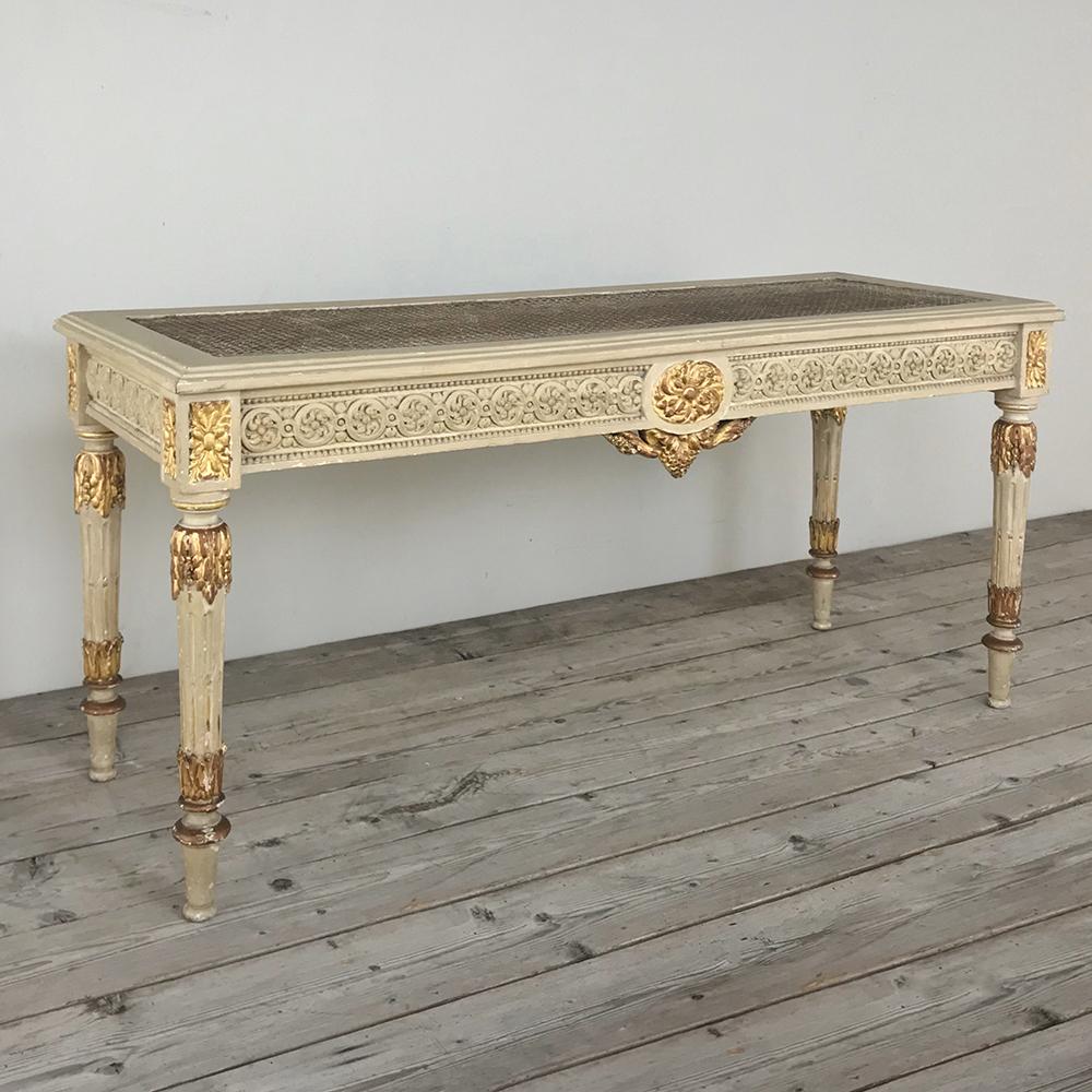 19th Century French Louis XVI Painted Banquette, Bench In Good Condition In Dallas, TX