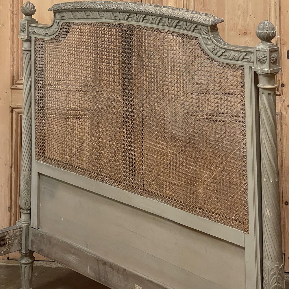 19th Century French Louis XVI Painted Bed with Caning For Sale 3