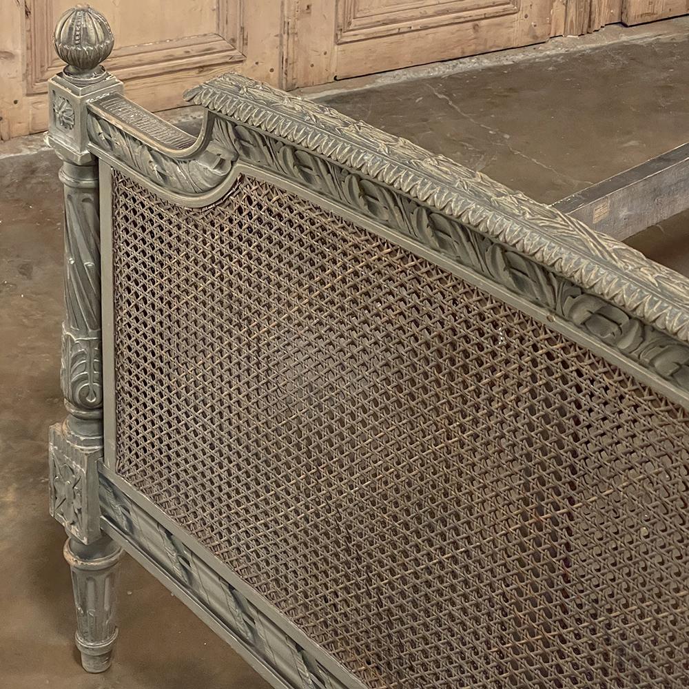 19th Century French Louis XVI Painted Bed with Caning For Sale 5
