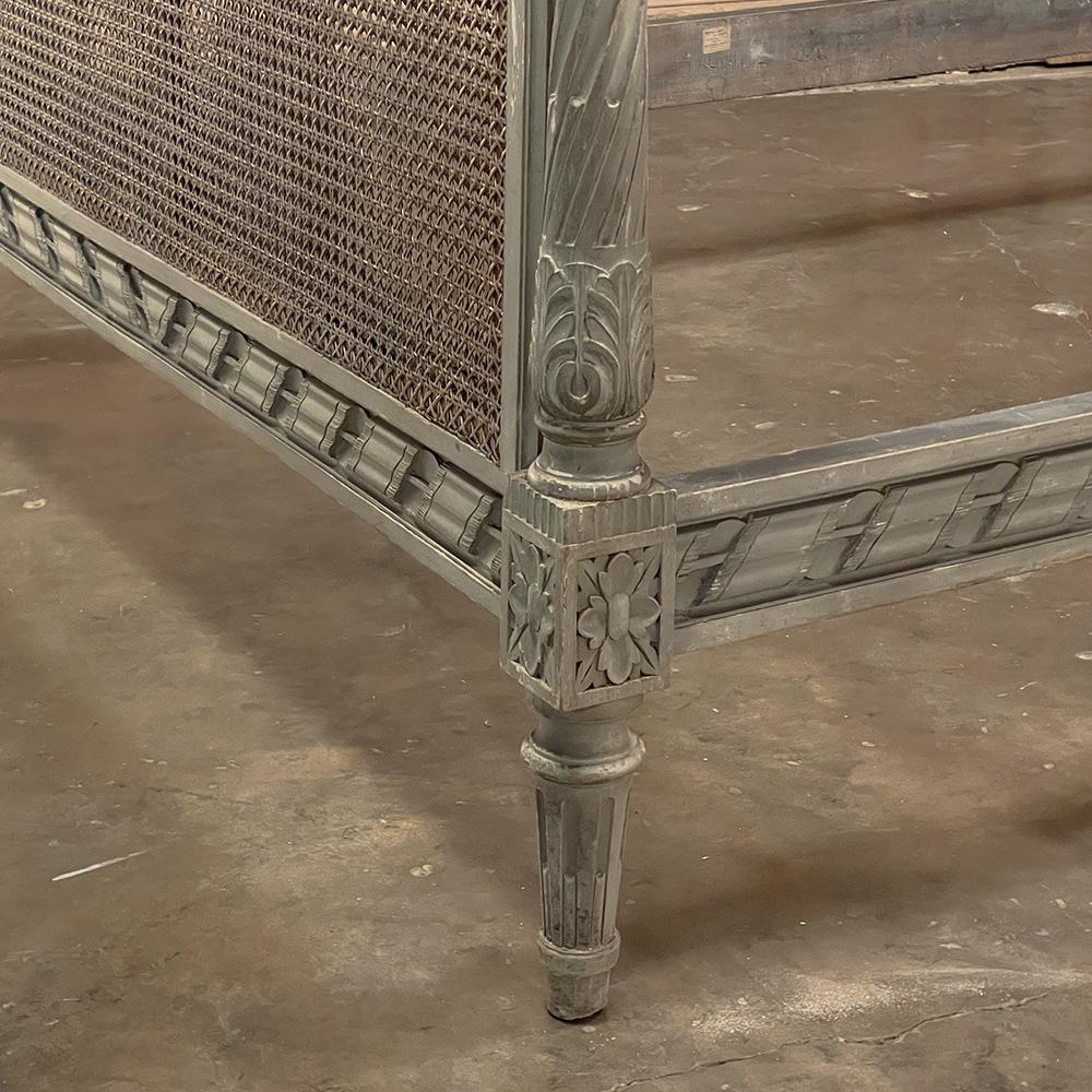 19th Century French Louis XVI Painted Bed with Caning For Sale 9