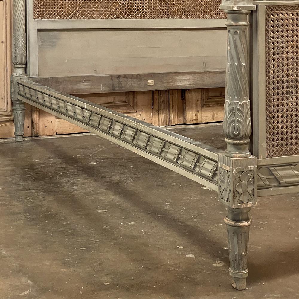 19th Century French Louis XVI Painted Bed with Caning For Sale 10