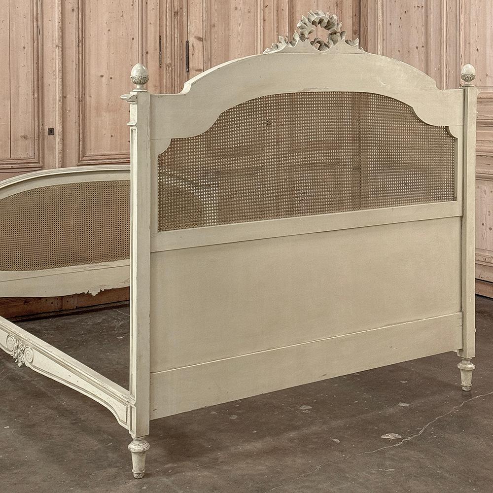 19th Century French Louis XVI Painted Bed with Caning For Sale 15