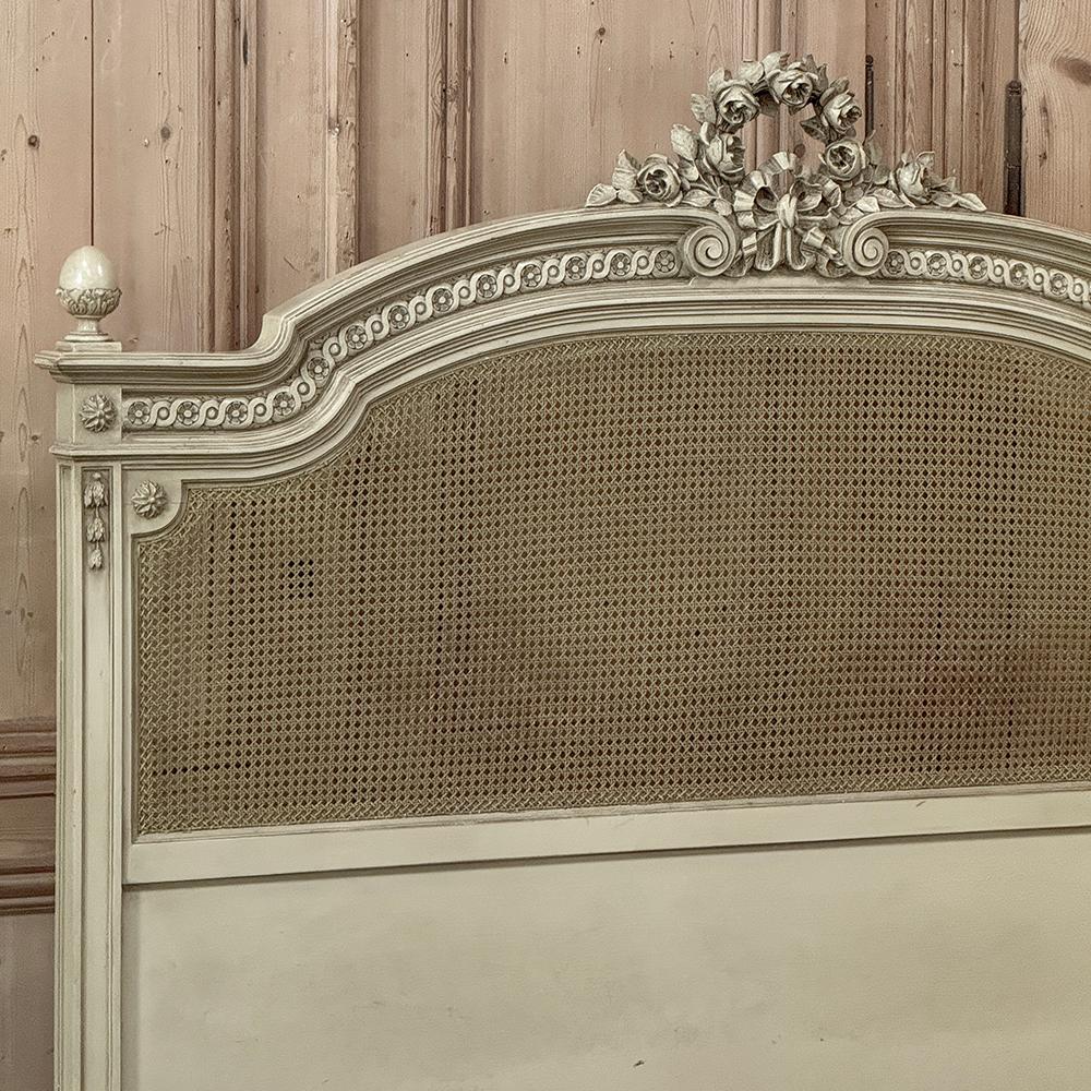 19th Century French Louis XVI Painted Bed with Caning For Sale 1