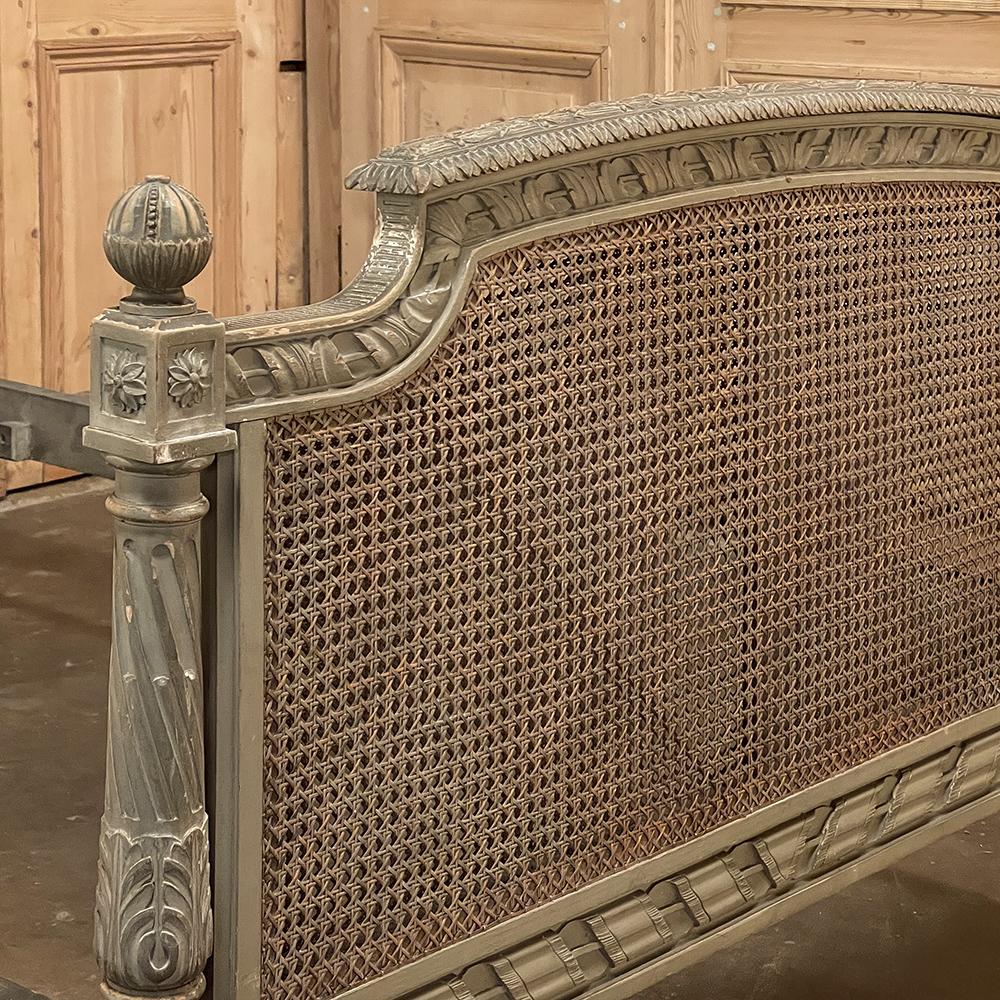 19th Century French Louis XVI Painted Bed with Caning In Good Condition For Sale In Dallas, TX