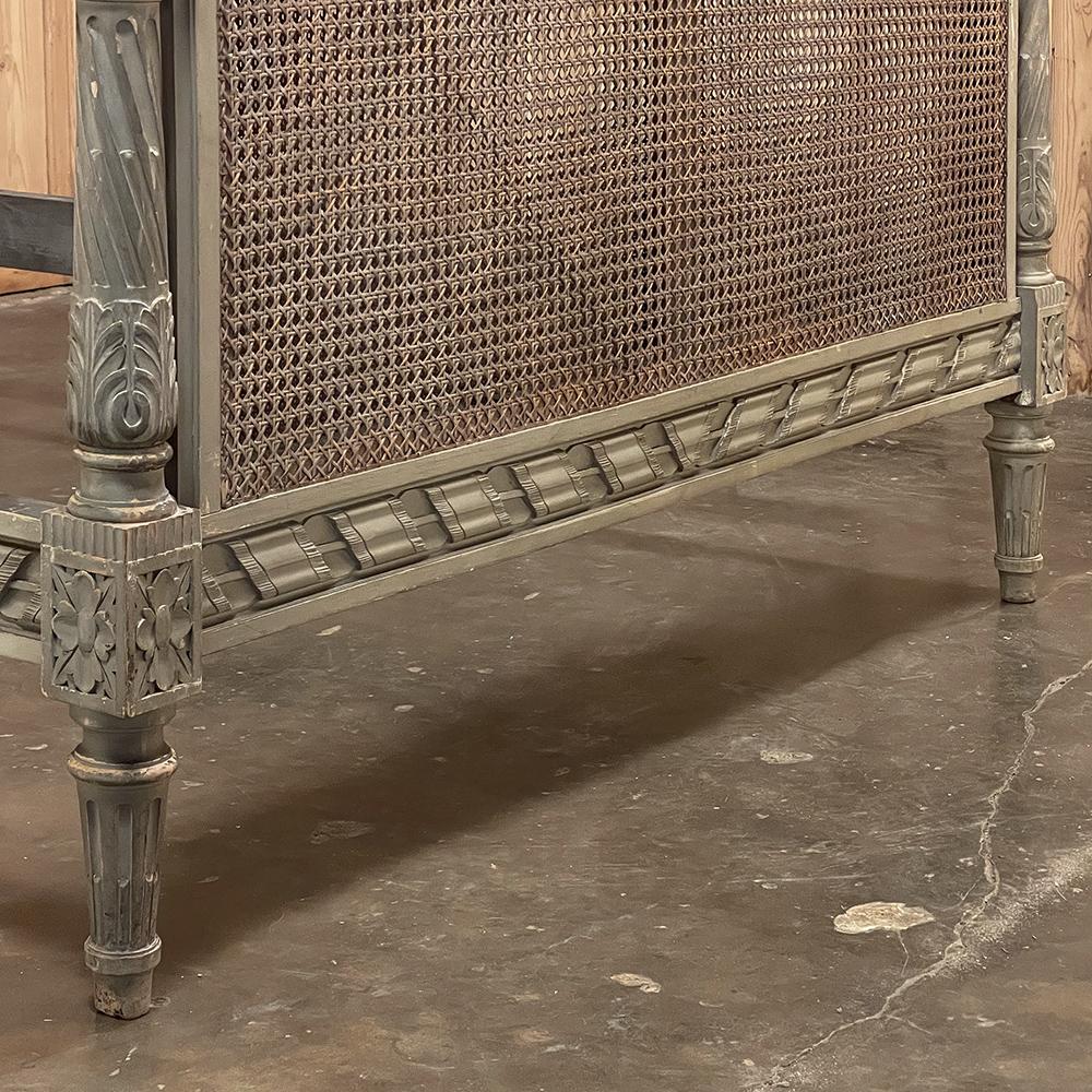 Cane 19th Century French Louis XVI Painted Bed with Caning For Sale