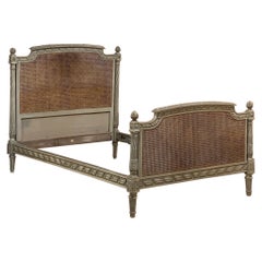 19th Century French Louis XVI Painted Bed with Caning