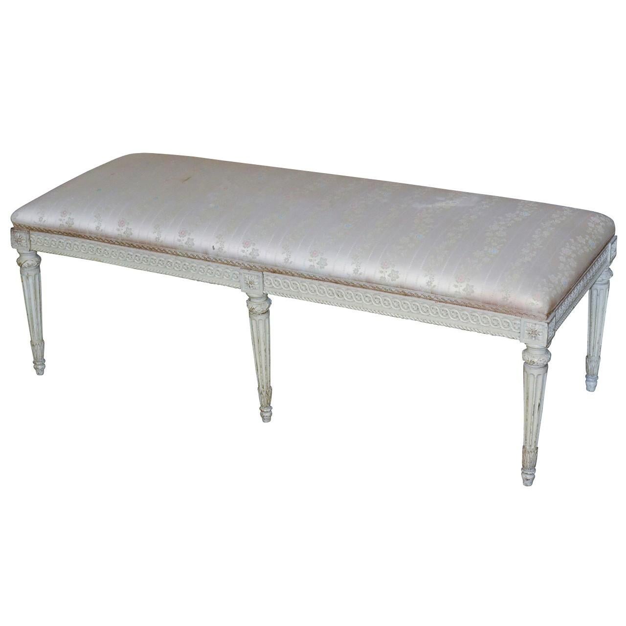 19th Century French Louis XVI Painted Bench