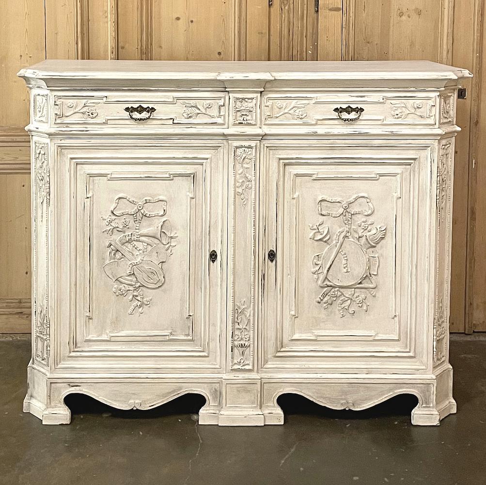 Late 19th Century 19th Century French Louis XVI Painted Buffet For Sale