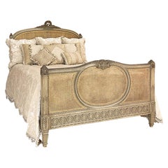 19th Century French Louis XVI Painted and Caned Queen Bed