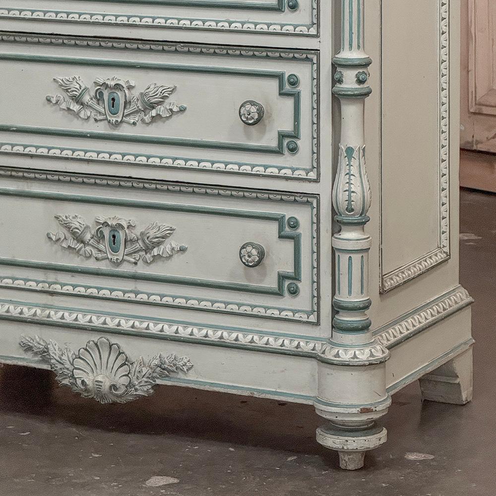 Chiffoniere dipinta Luigi XVI del XIX secolo ~ Commode con marmo di Carrara in vendita 4