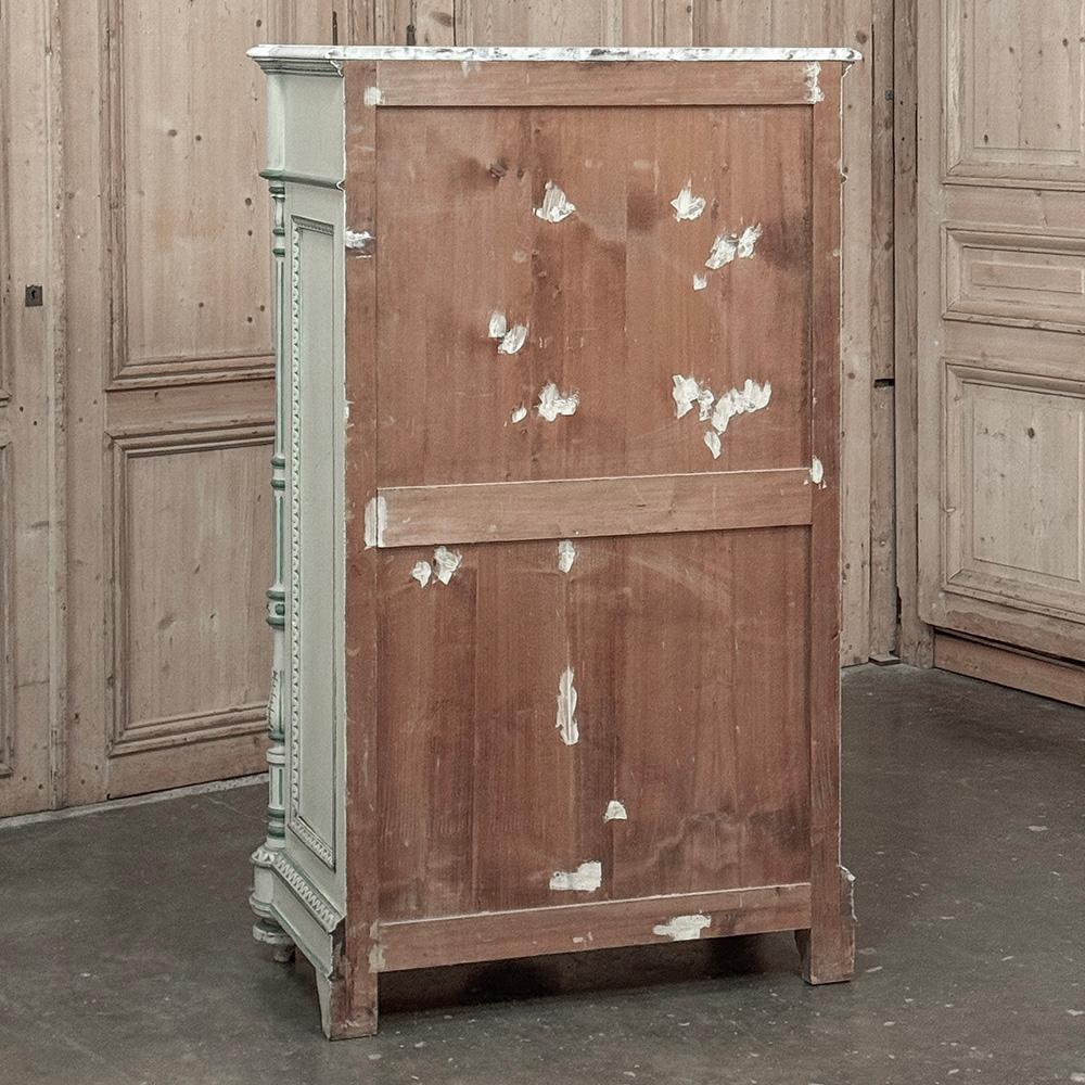 Chiffoniere dipinta Luigi XVI del XIX secolo ~ Commode con marmo di Carrara in vendita 11