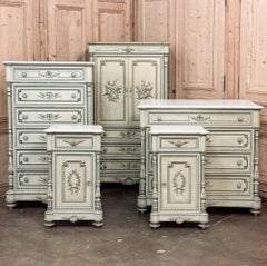 19th Century French Louis XVI Painted Chiffoniere ~ Commode with Carrara Marble