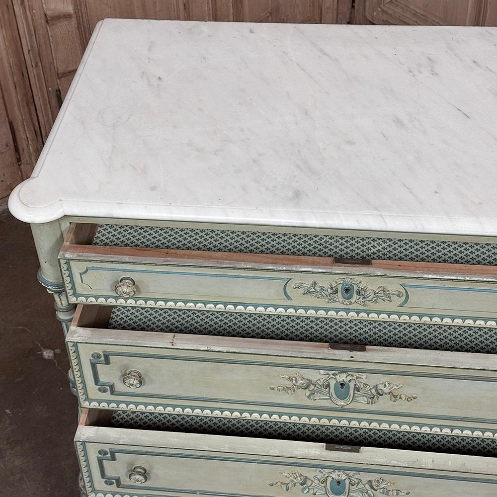 Commodo francese Luigi XVI del XIX secolo dipinto con marmo di Carrara in vendita 9
