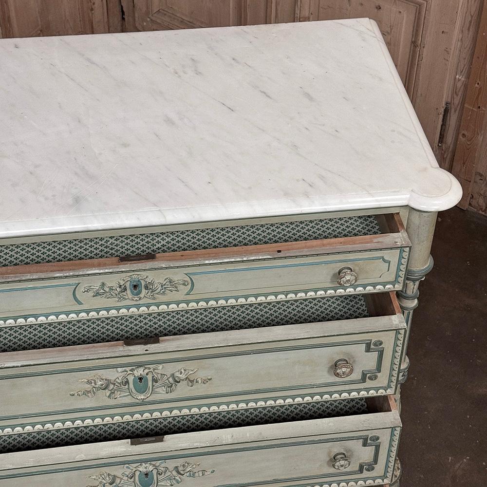 Commodo francese Luigi XVI del XIX secolo dipinto con marmo di Carrara in vendita 10