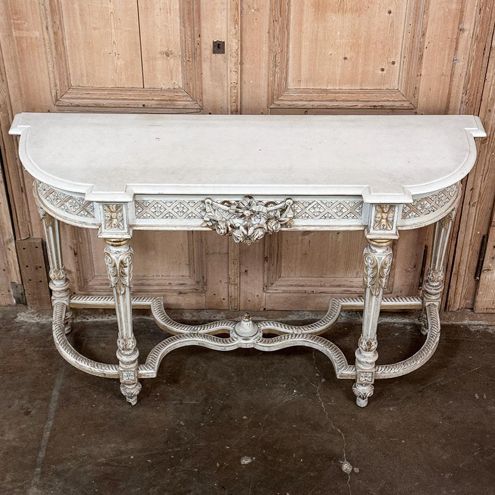 Late 19th Century 19th Century French Louis XVI Painted Console For Sale