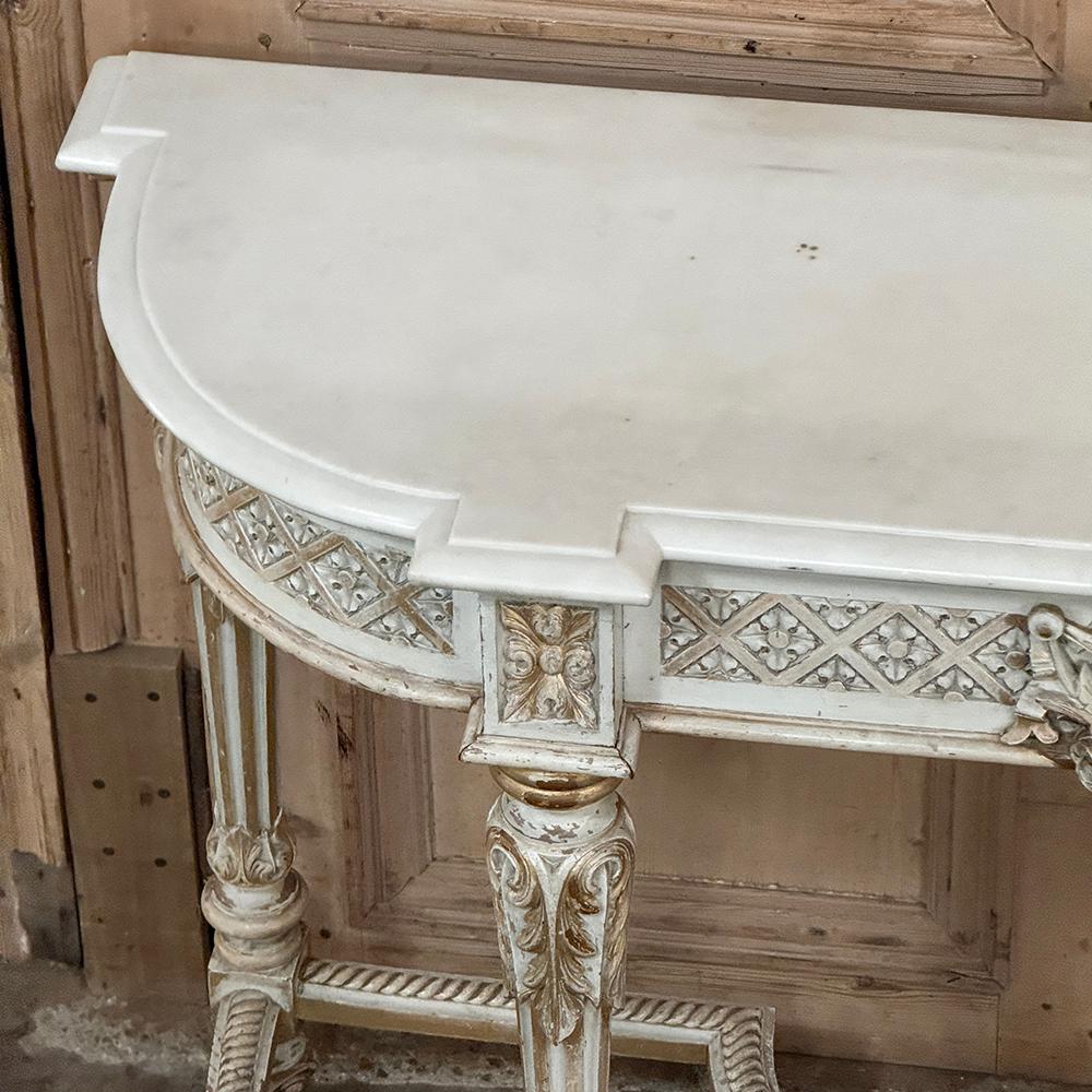 Walnut 19th Century French Louis XVI Painted Console For Sale