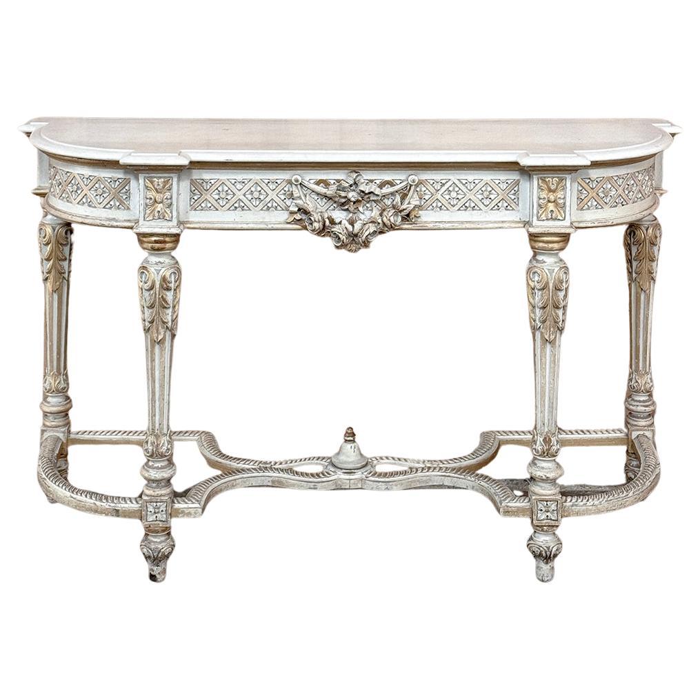 19th Century French Louis XVI Painted Console For Sale