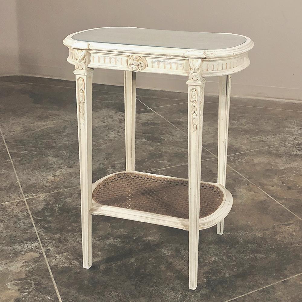 19th Century French Louis XVI Painted End Table In Good Condition In Dallas, TX