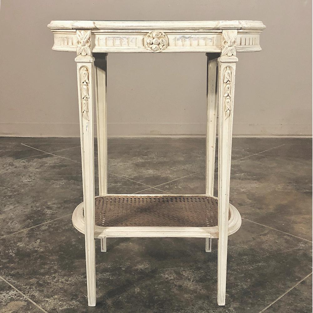 Cane 19th Century French Louis XVI Painted End Table