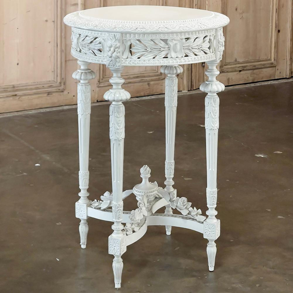 Hardwood 19th Century French Louis XVI Painted End Table ~ Gueridon For Sale