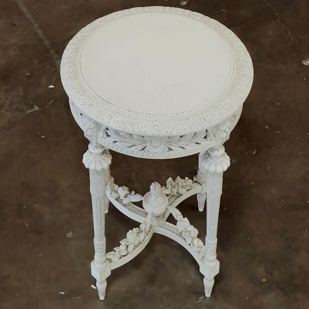 19th Century French Louis XVI Painted End Table ~ Gueridon For Sale 1