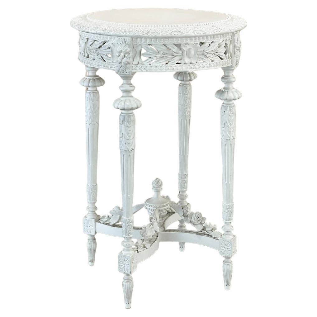 Table d'appoint peinte Louis XVI du 19ème siècle ~ Gueridon