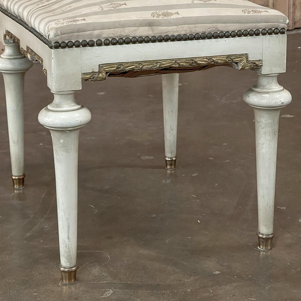 19th Century French Louis XVI Painted Footstool ~ Vanity Bench For Sale 2
