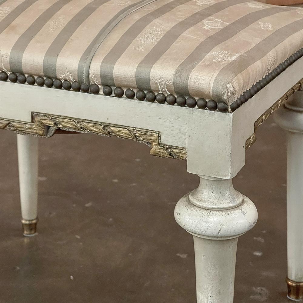 19th Century French Louis XVI Painted Footstool ~ Vanity Bench For Sale 3