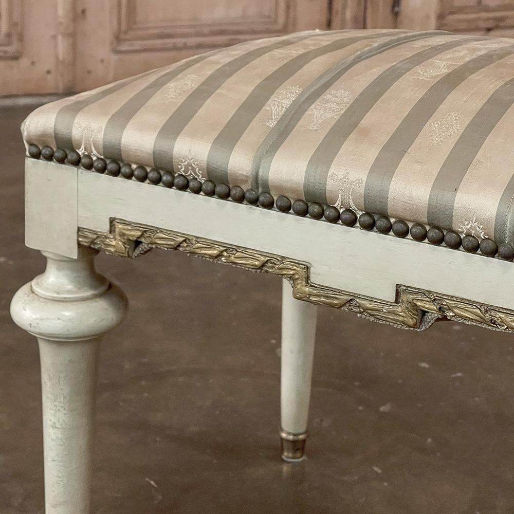 19th Century French Louis XVI Painted Footstool ~ Vanity Bench For Sale 4