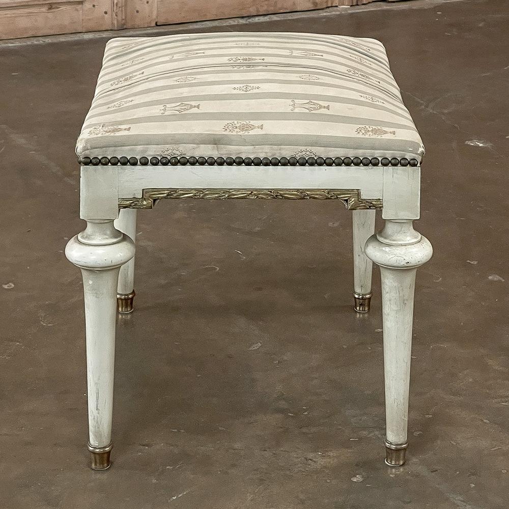 19th Century French Louis XVI Painted Footstool ~ Vanity Bench In Good Condition For Sale In Dallas, TX
