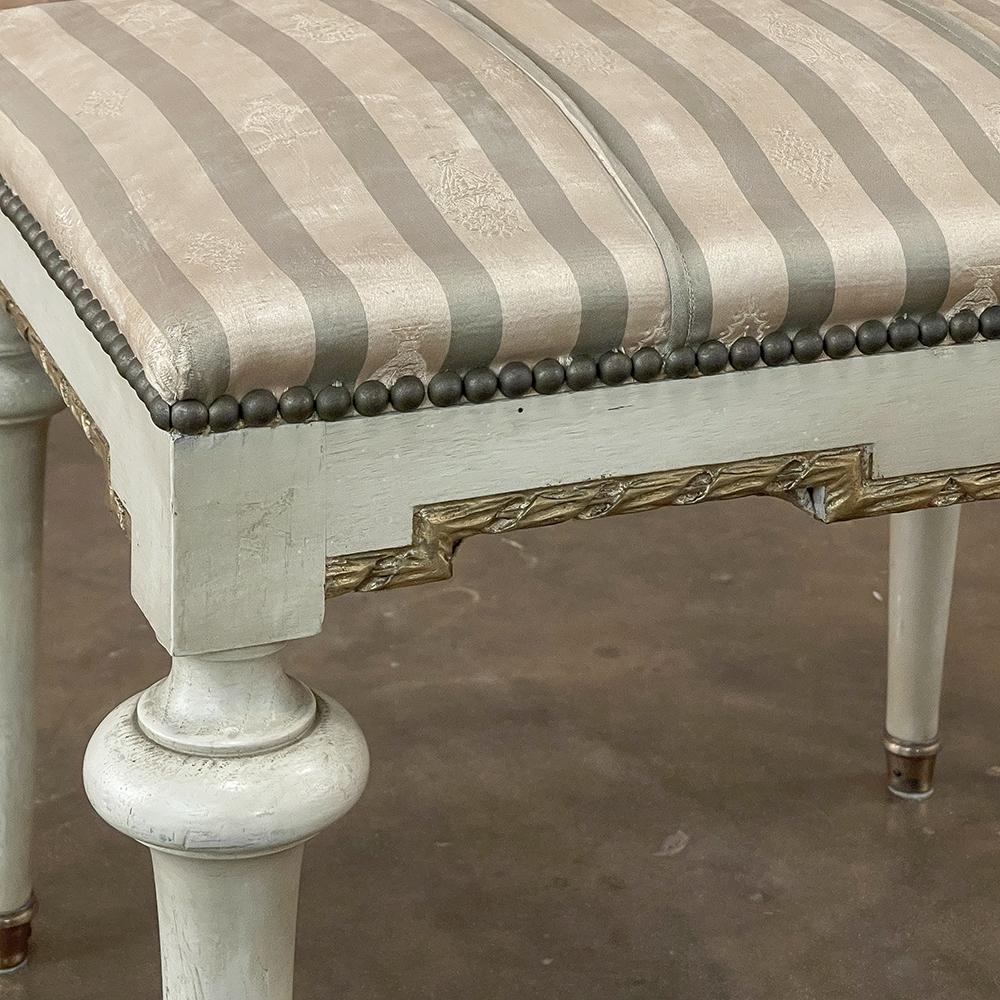 Late 19th Century 19th Century French Louis XVI Painted Footstool ~ Vanity Bench For Sale