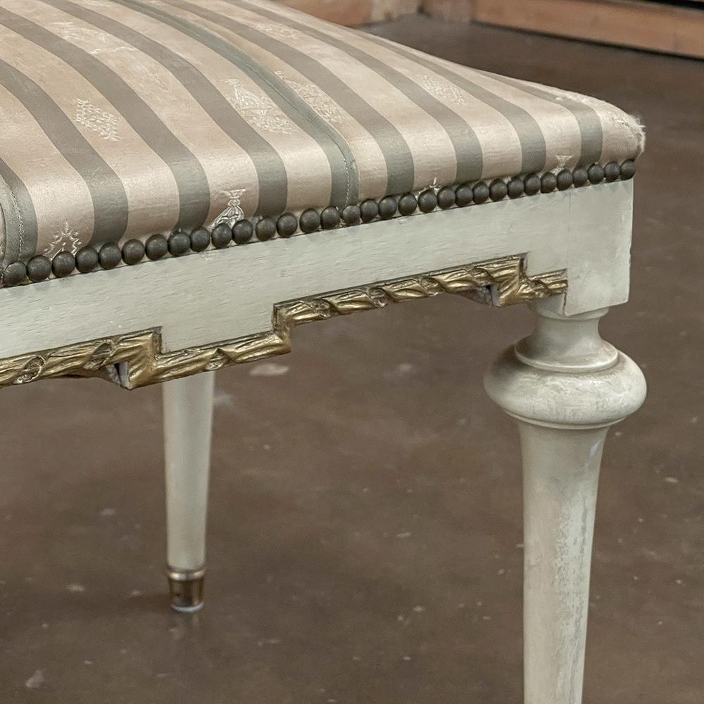 19th Century French Louis XVI Painted Footstool ~ Vanity Bench For Sale 1
