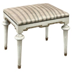 Antique 19th Century French Louis XVI Painted Footstool ~ Vanity Bench