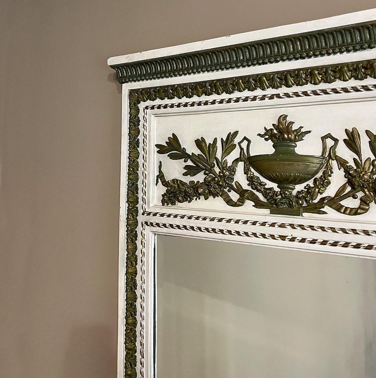 19th Century French Louis XVI Painted & Gilded Trumeau Mirror For Sale 6