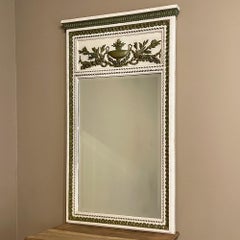 19th Century French Louis XVI Painted & Gilded Trumeau Mirror