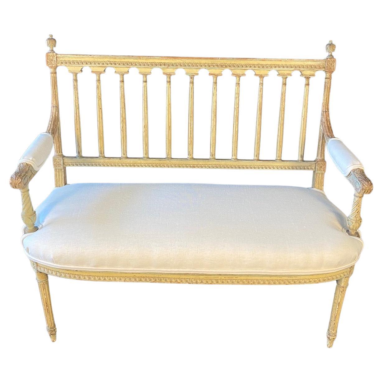 19th Century French Louis XVI Painted Loveseat
