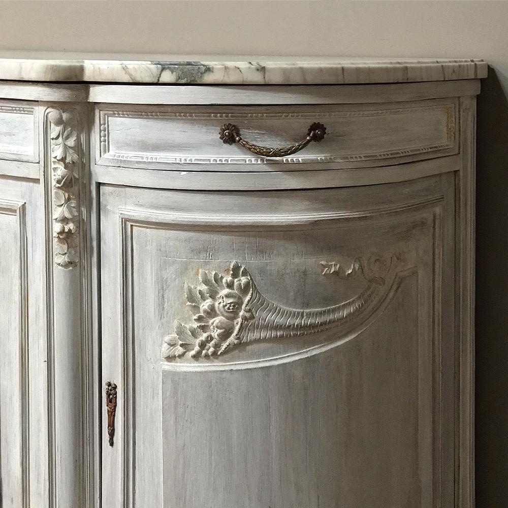 19th Century French Louis XVI Painted Marble-Top Buffet 5