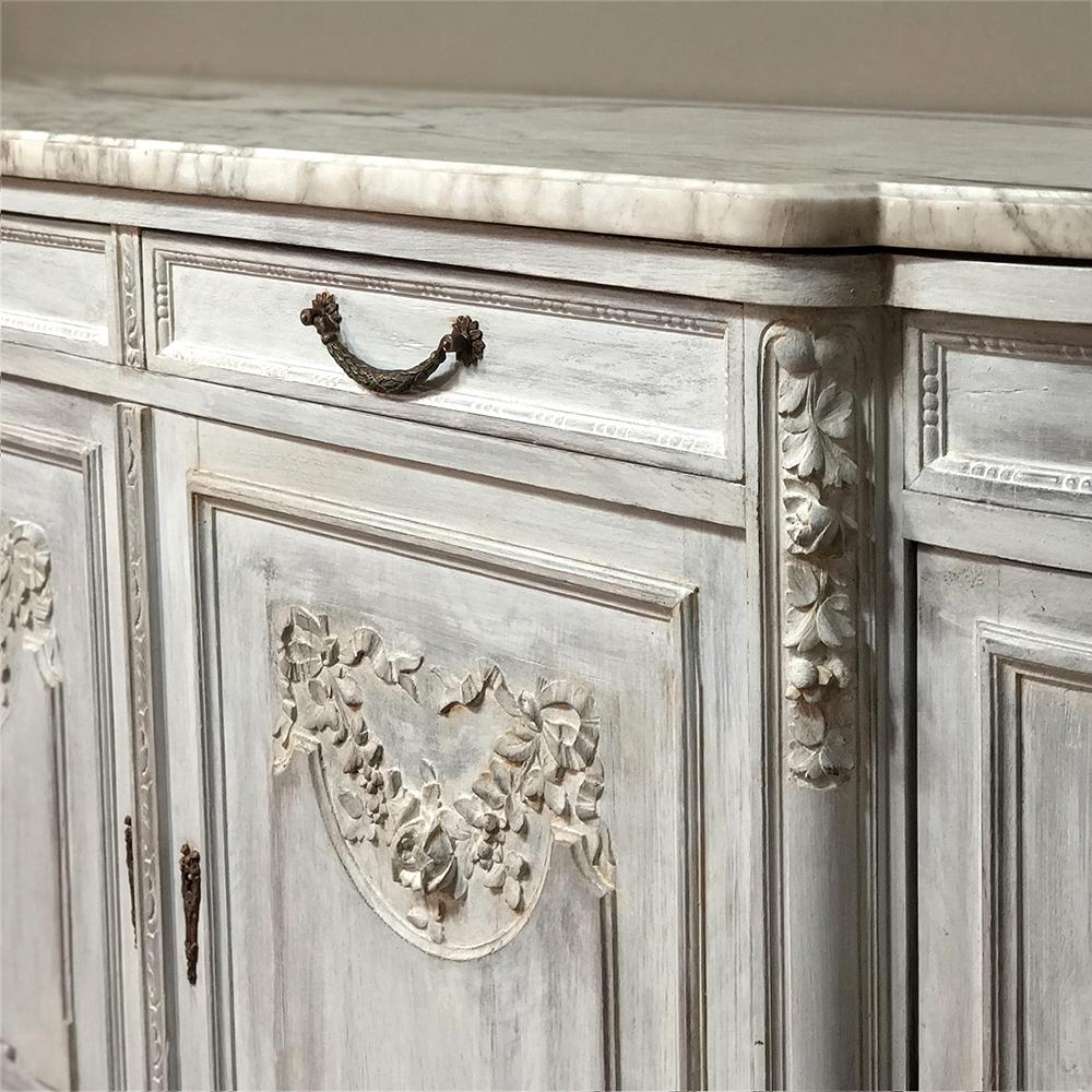 19th Century French Louis XVI Painted Marble-Top Buffet 7