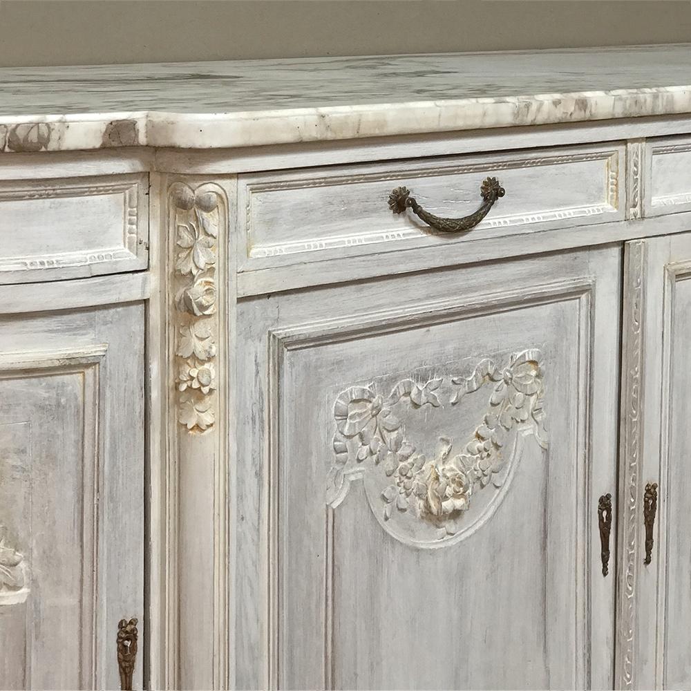 19th Century French Louis XVI Painted Marble-Top Buffet 8