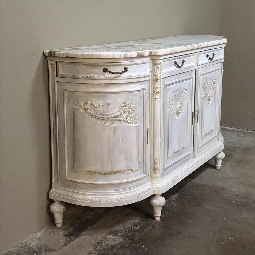 Late 19th Century 19th Century French Louis XVI Painted Marble-Top Buffet