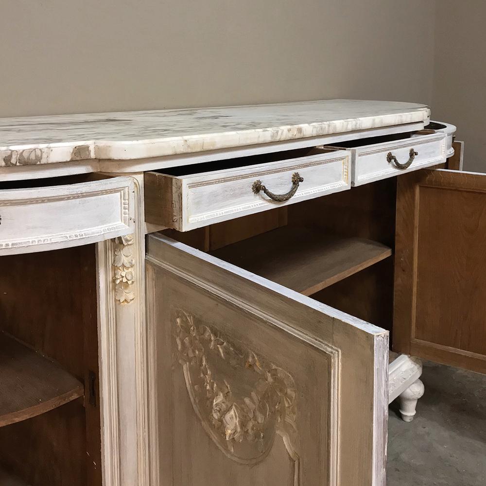 19th Century French Louis XVI Painted Marble-Top Buffet 2