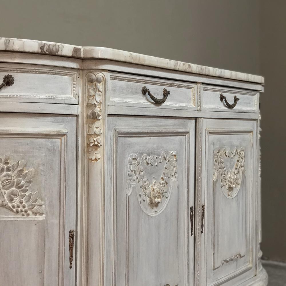 19th Century French Louis XVI Painted Marble-Top Buffet 3