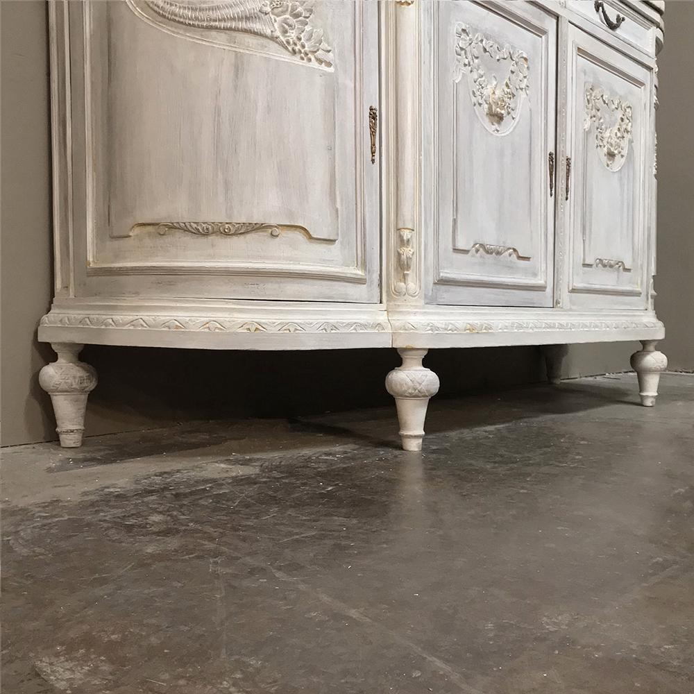 19th Century French Louis XVI Painted Marble-Top Buffet 4