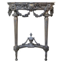 19th Century French Louis XVI Painted Marble-Top Console