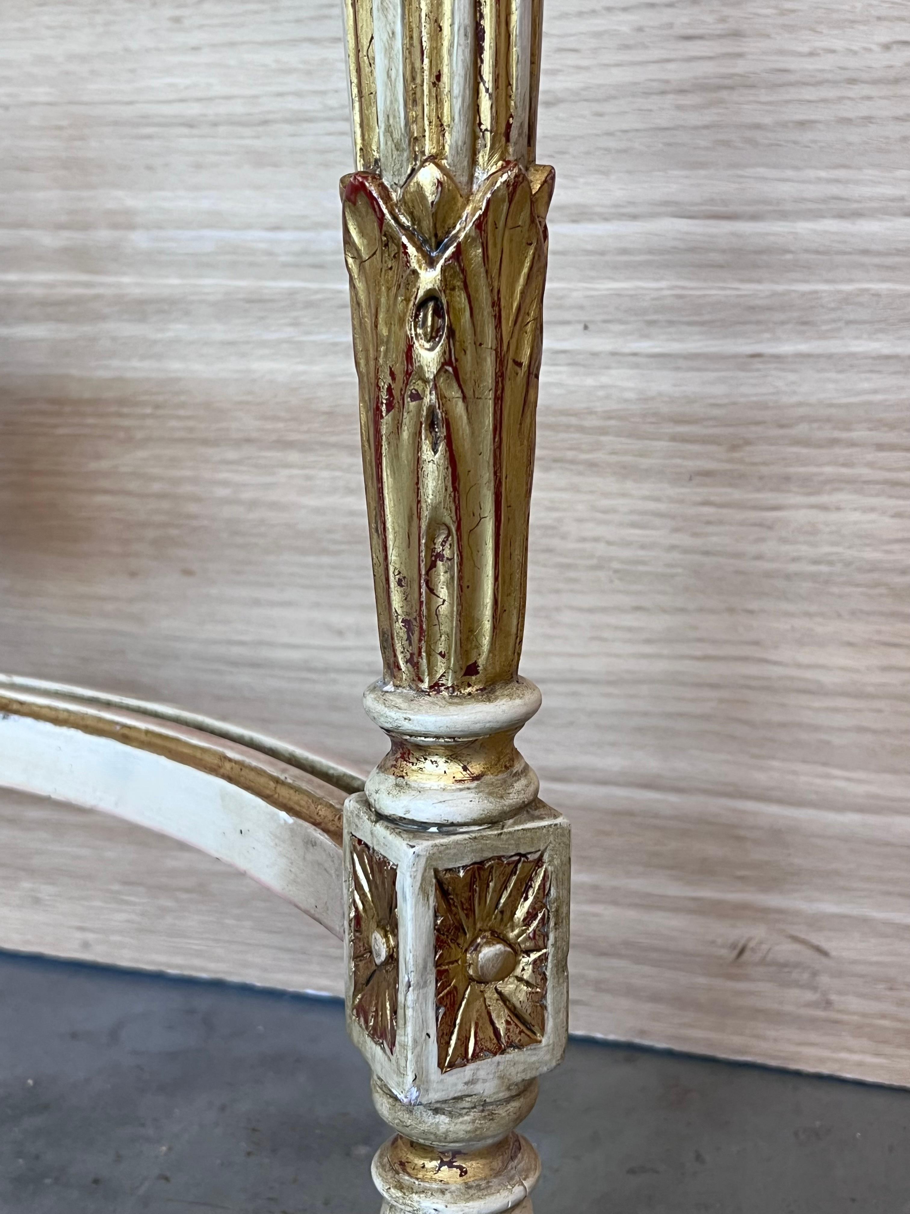 Consola demiluna francesa Luis XVI del siglo XIX con tapa de mármol pintada en venta 4
