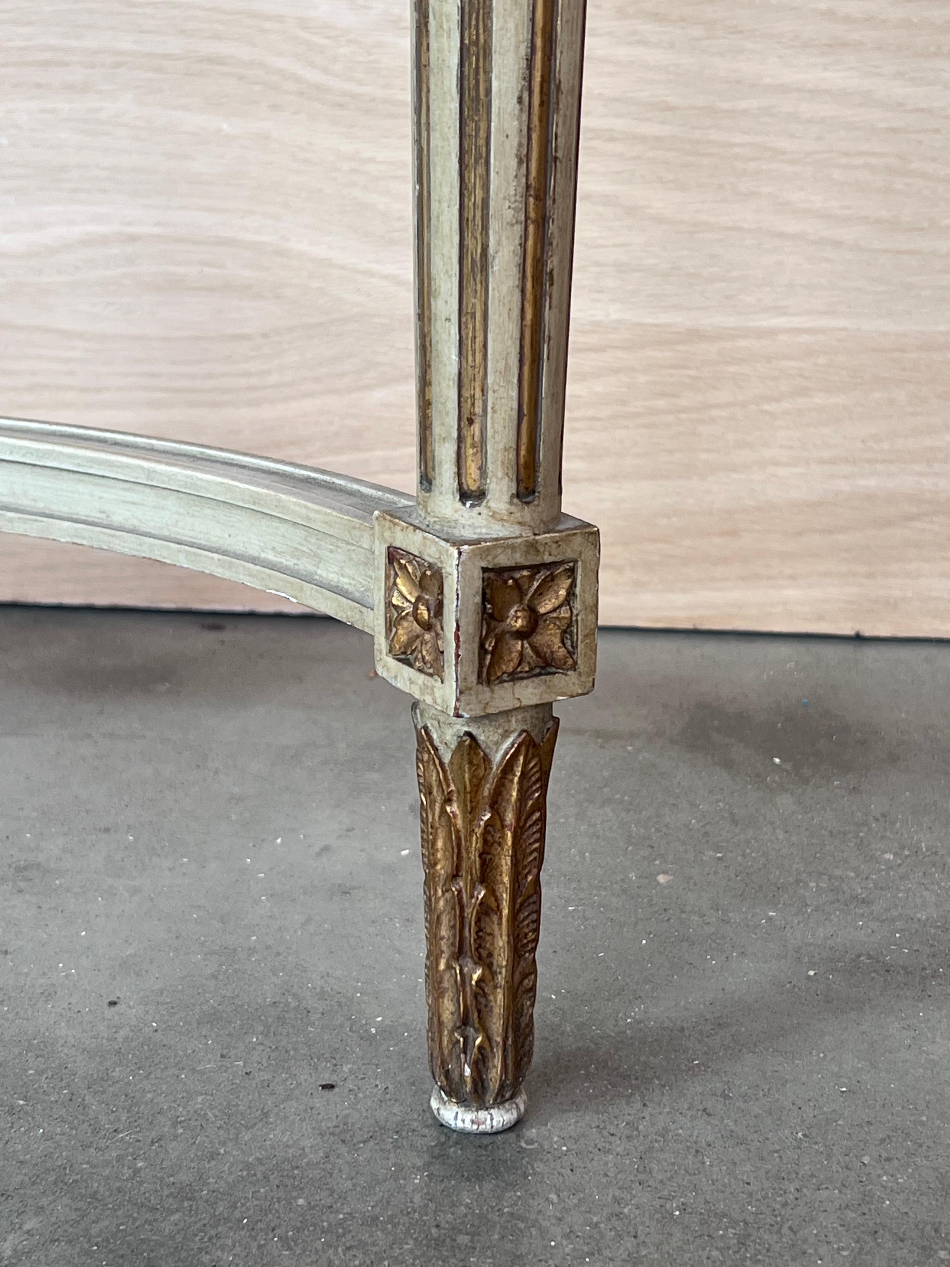 Consola demiluna francesa Luis XVI del siglo XIX con tapa de mármol pintada en venta 8