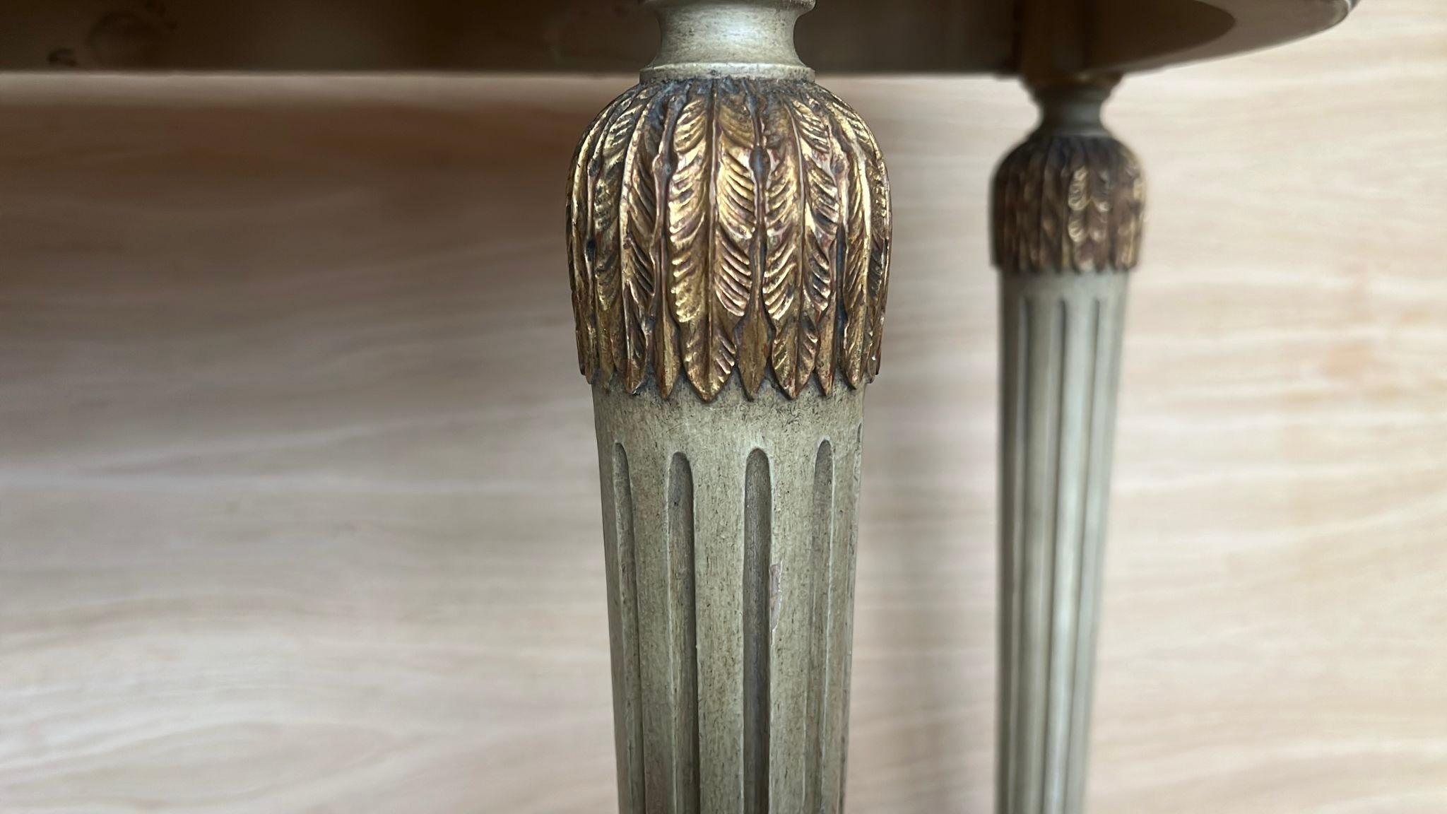 19th Century French Louis XVI Painted Marble Top Demilune Console For Sale 3