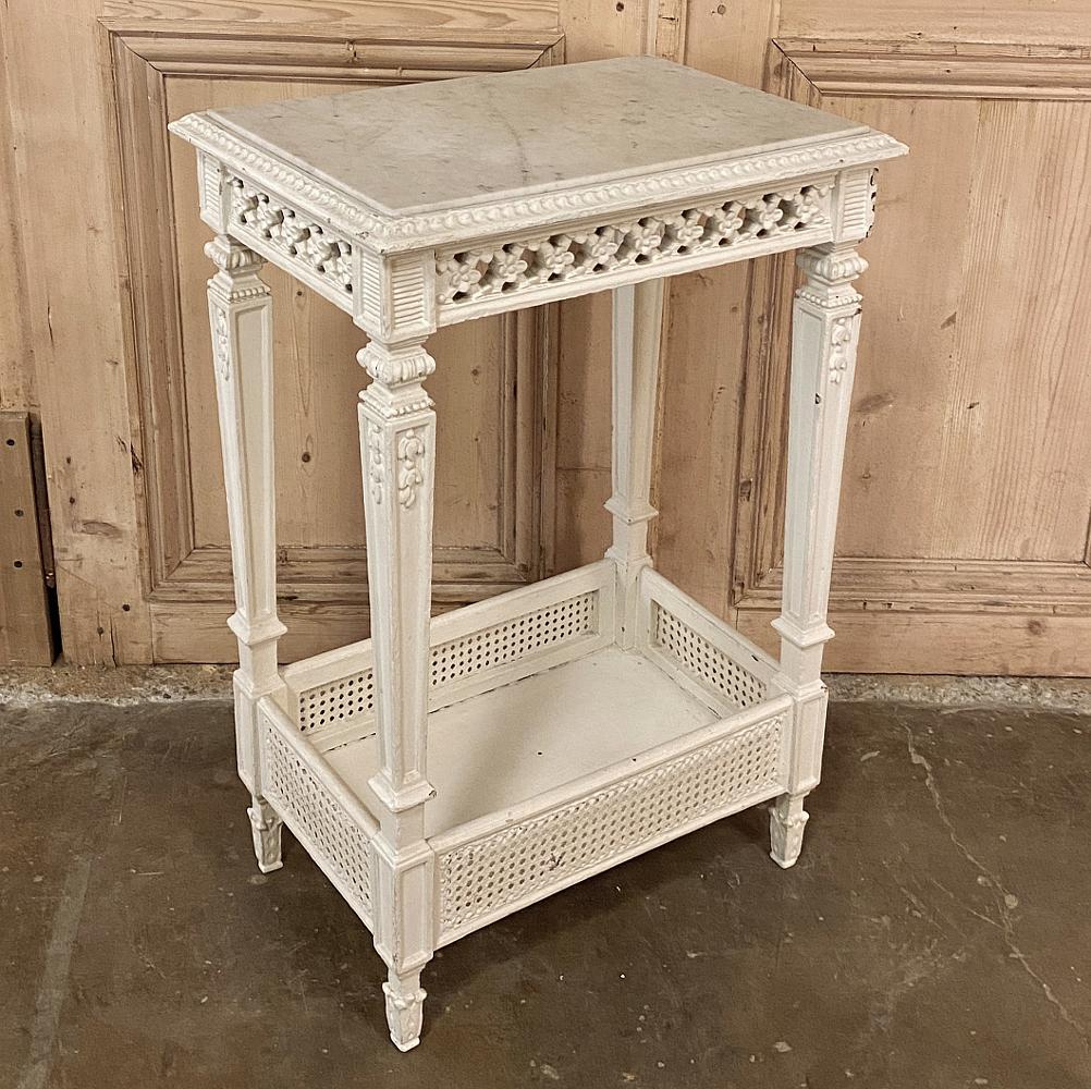 19th Century French Louis XVI Painted Marble-Top End Table 1